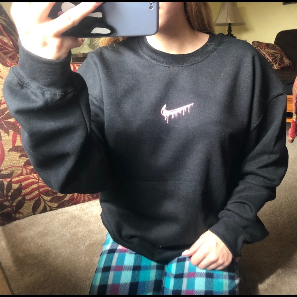 Nike Black Sweater with Pink Logo